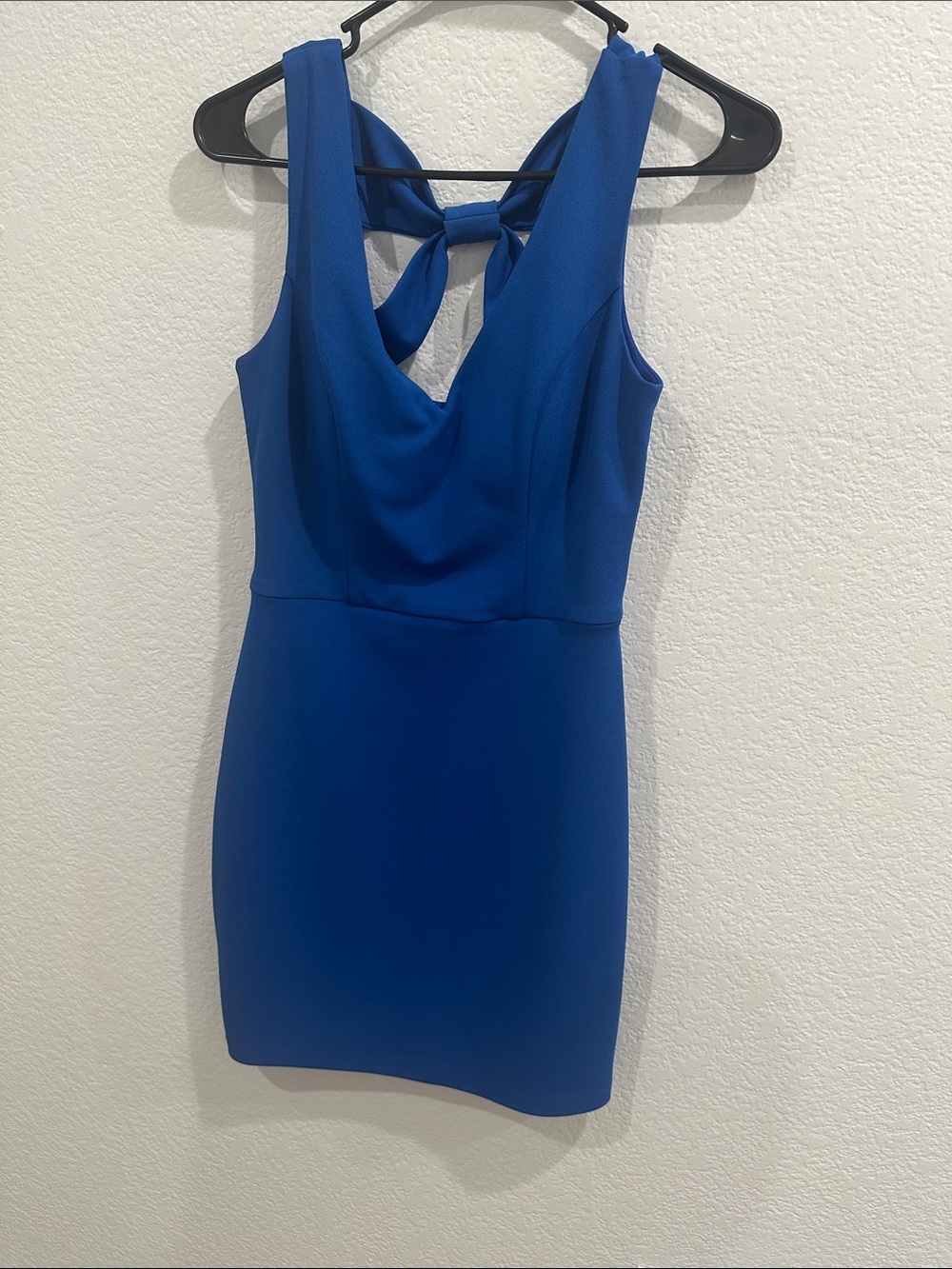BCX Royal Blue Knot-Back Mini Sheath Dress